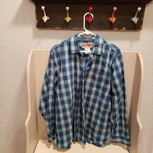 Wrangler Rugged Wear Work Shirt Turquoise size XL